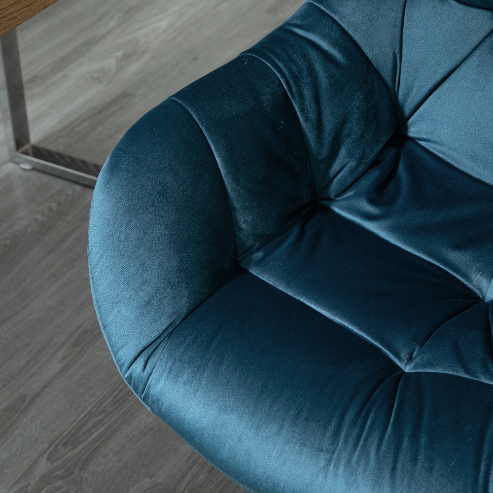 Portland Blue Velvet Swivel Office Chair Image 3