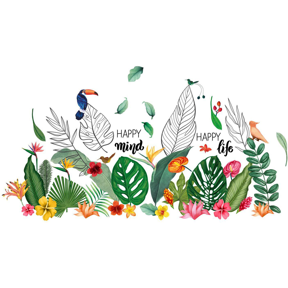 Walplus Kids Tropical Leaves and Flower Theme Wall Stickers Image 3