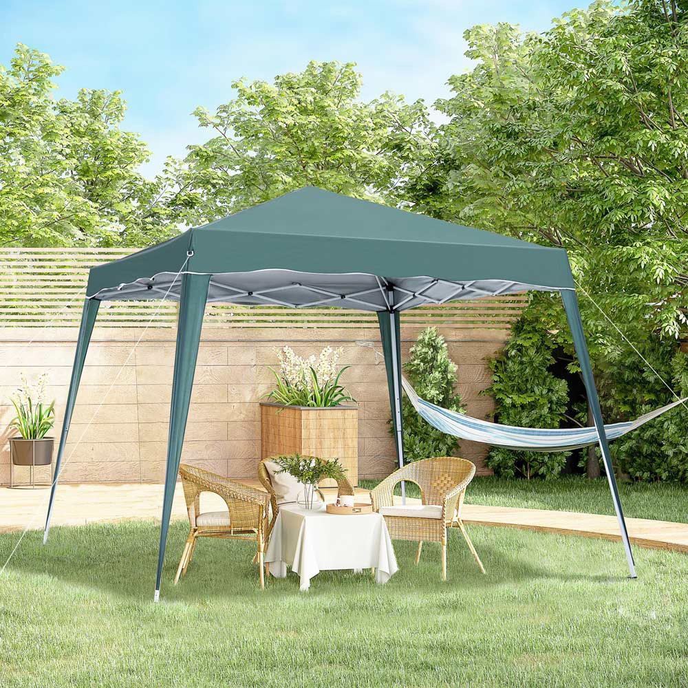 Outsunny 2.5 x 2.5m Green Awning Marquee Pop-Up Gazebo Tent Image 1