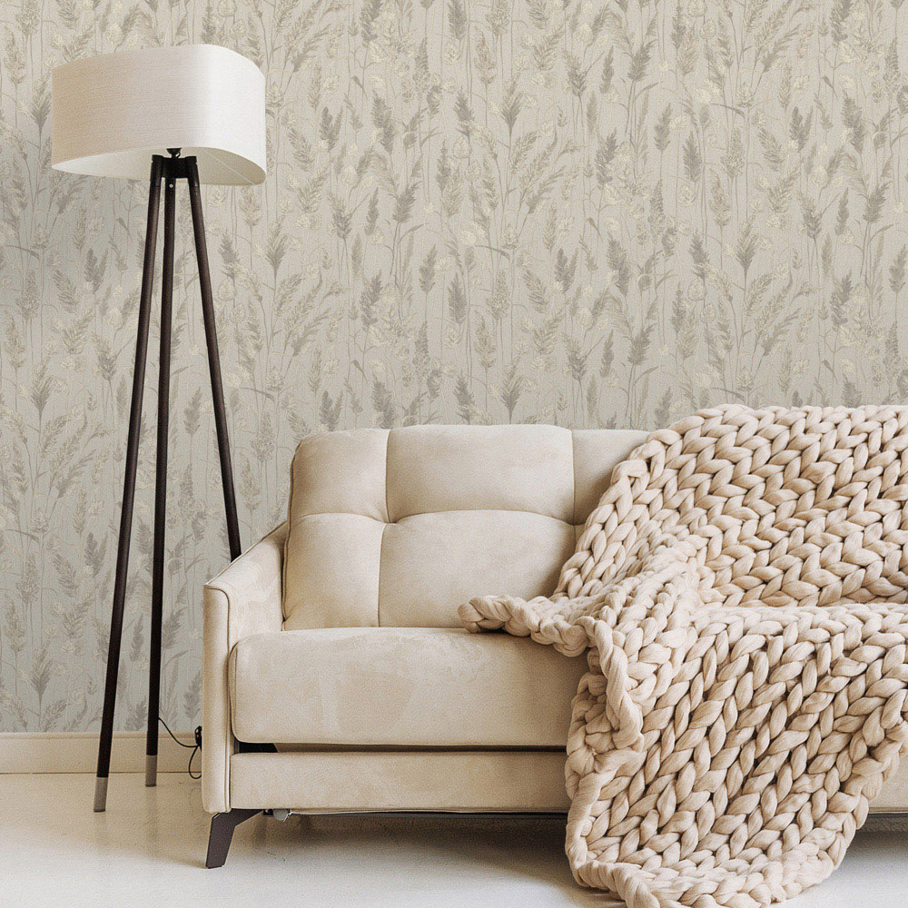 Grandeco Meadow Grasses Neutral Wallpaper Image 2