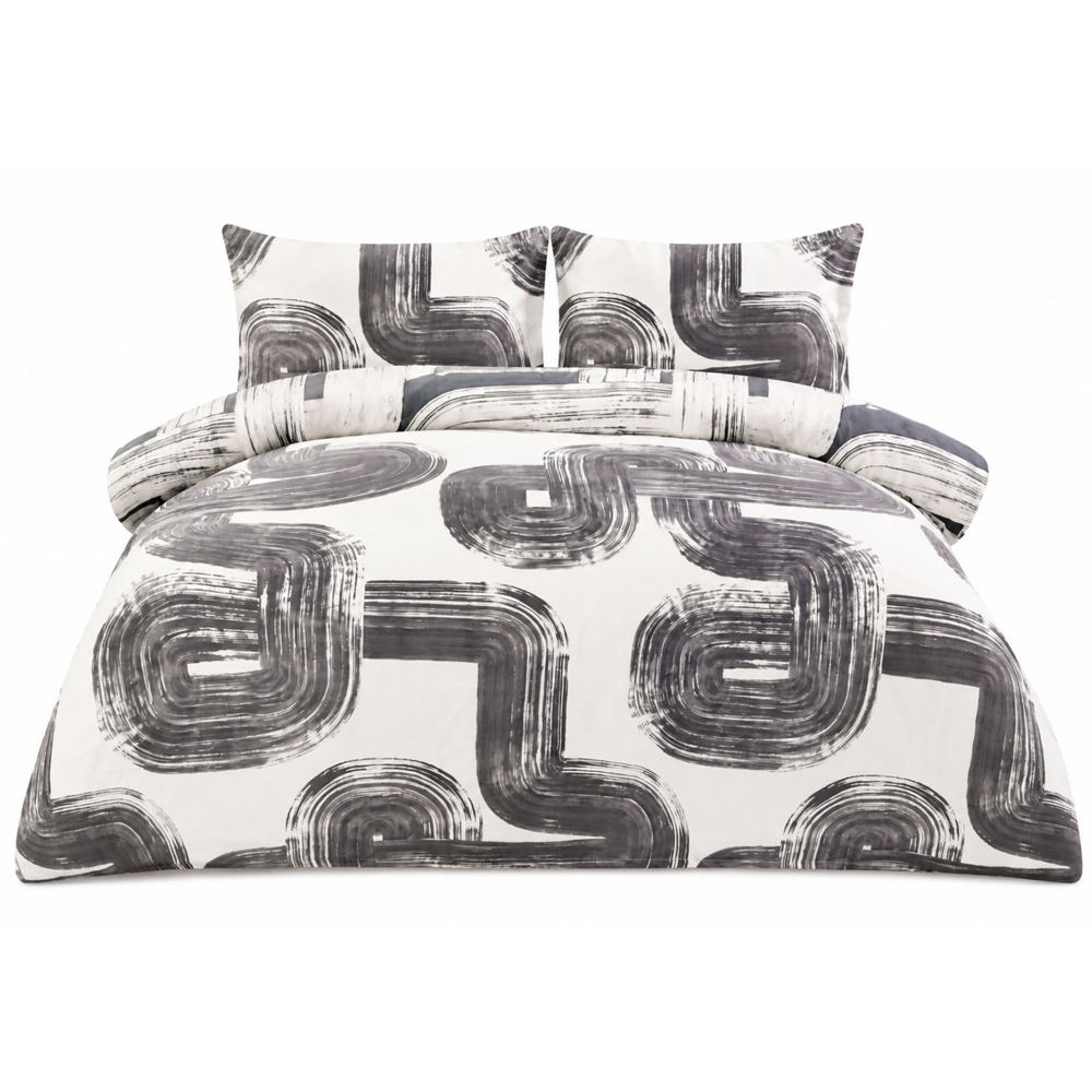 Smart Living Double Black Elemental Geo Reversible Duvet Set Image 2