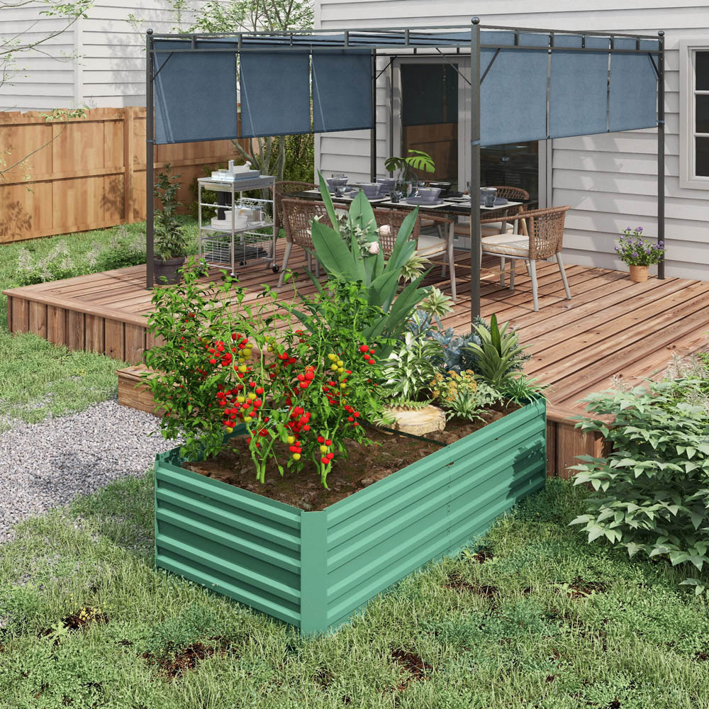 Outsunny Galvanised Steel Light Green Outdoor Raised Bed with Reinforced Rod 59 x 180 x 90cm Image 2