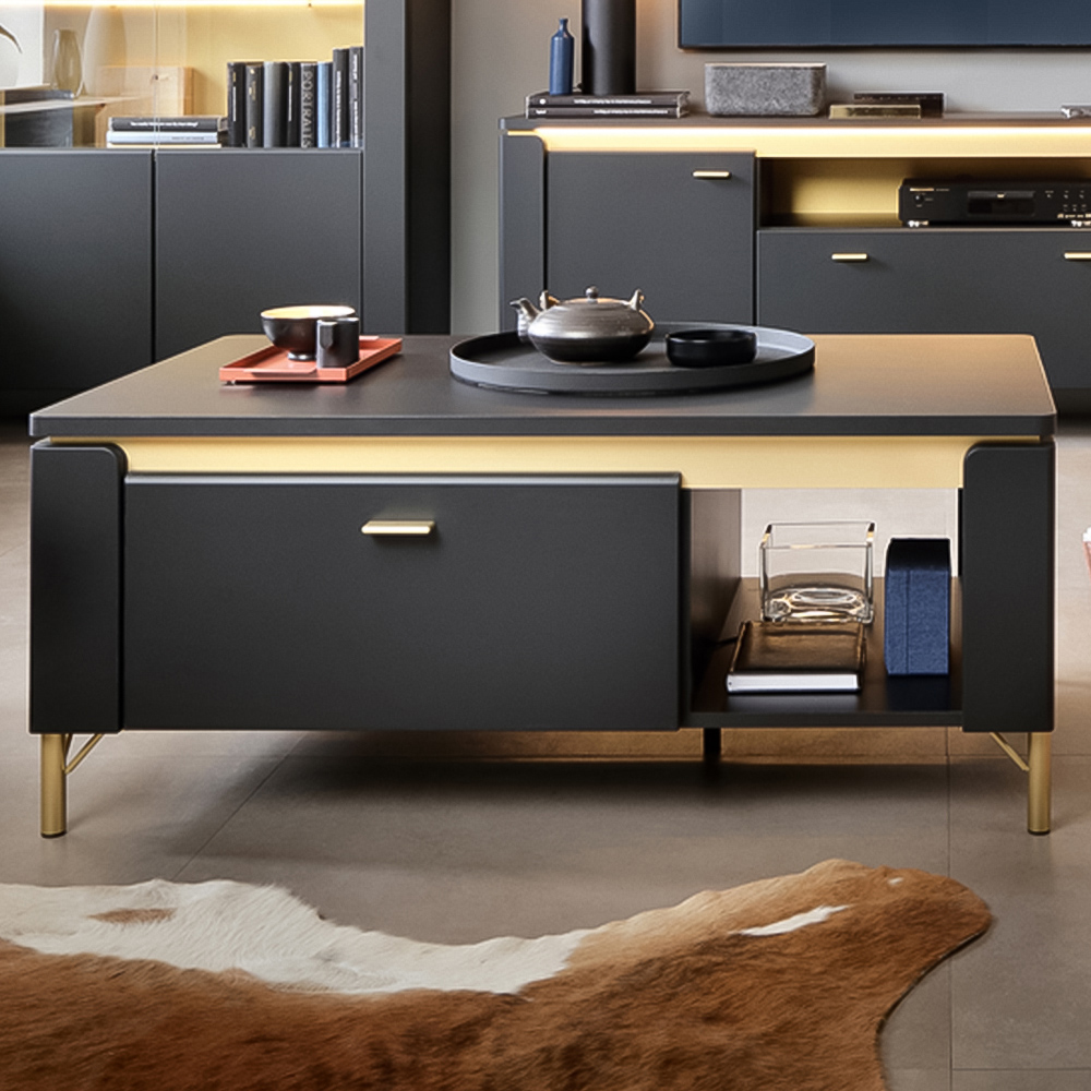Furniture To Go Genoa Single Drawer Black Coffee Table Image 1