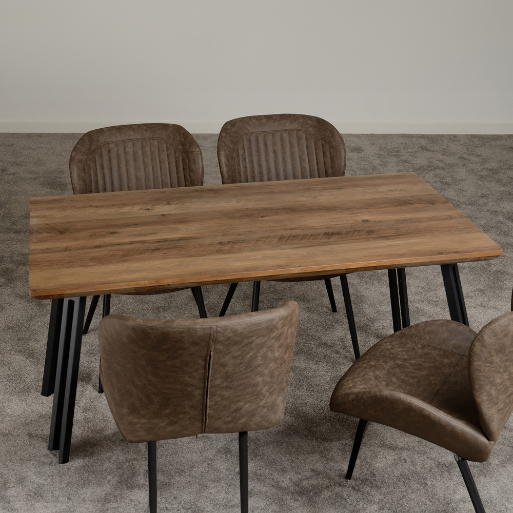 Seconique Quebec 4 Seater Straight Edge Dining Set Medium Oak and Brown Image 5