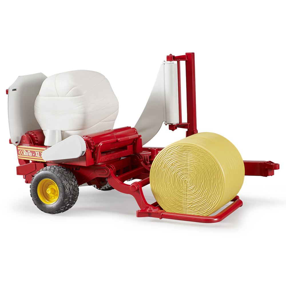 Bruder Kids Bale Wrapper Playset Model with Ochre and White Round Bales Image 4