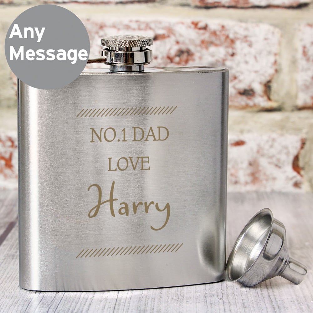 Personalised Memento Personalised Classic Stainless Steel Hip Flask Image 3