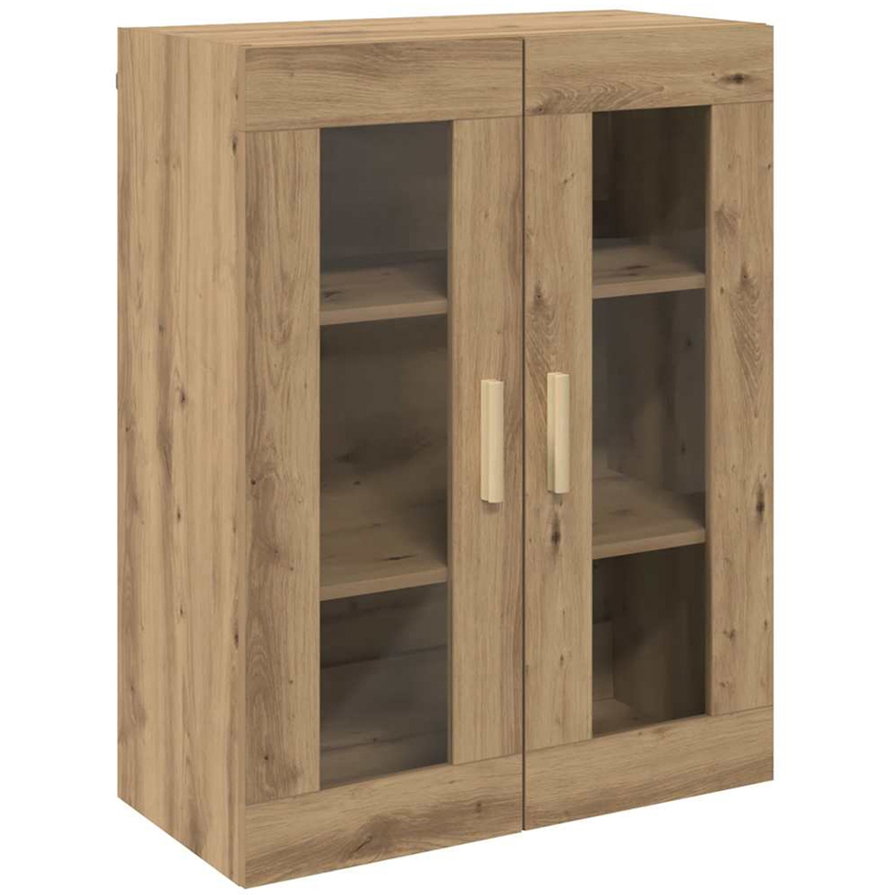 vidaXL 2 Glass Door Artisan Oak Hanging Wall Cabinet Image 2