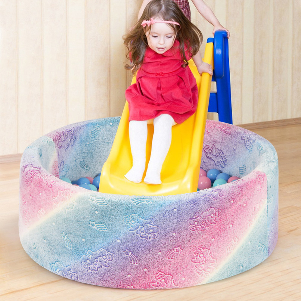 Costway Kids Macaron Glow in the Dark Round Ball Pool with 200 Multicolour Ocean Ball Image 5