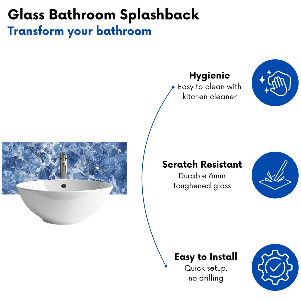 Warren Reed Designer Coastal Blue Quartz Effect Bathroom Splashback 25 x 60cm Image 4