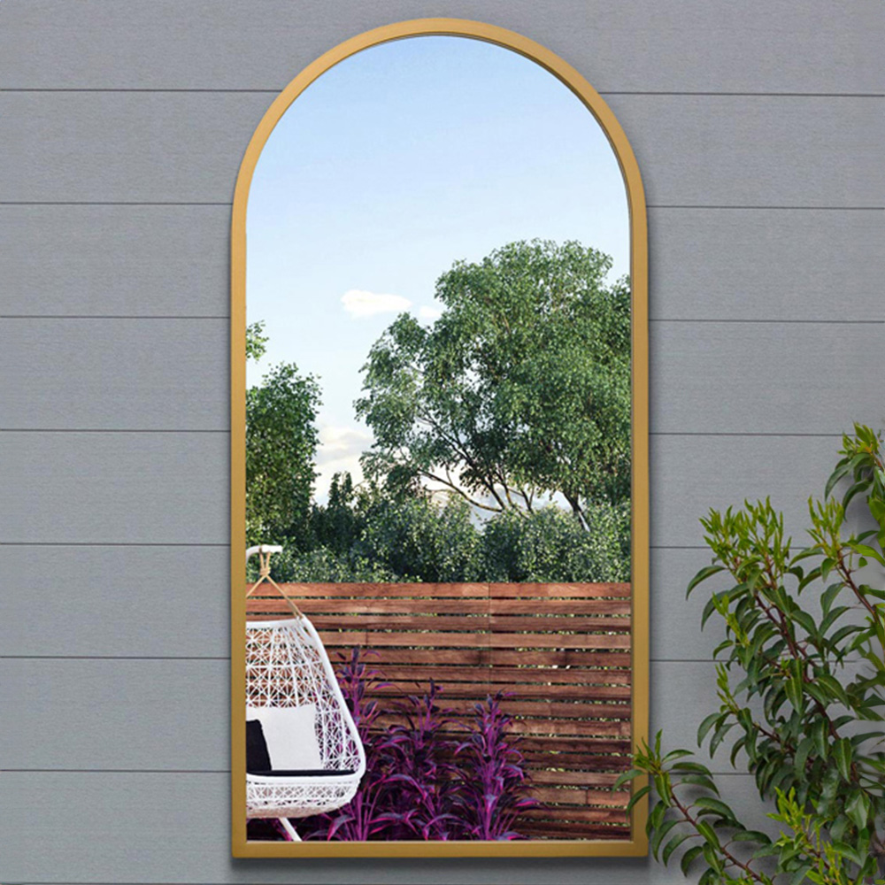 MirrorOutlet The Arcus Gold Framed Arched Garden Wall Mirror 80 x 40cm Image 2