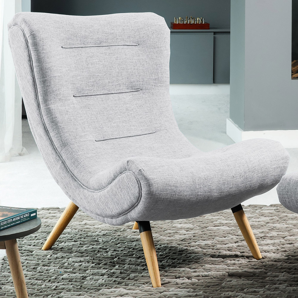 Artemis Home Madelia Light Grey Accent Chair with Footstool Image 3