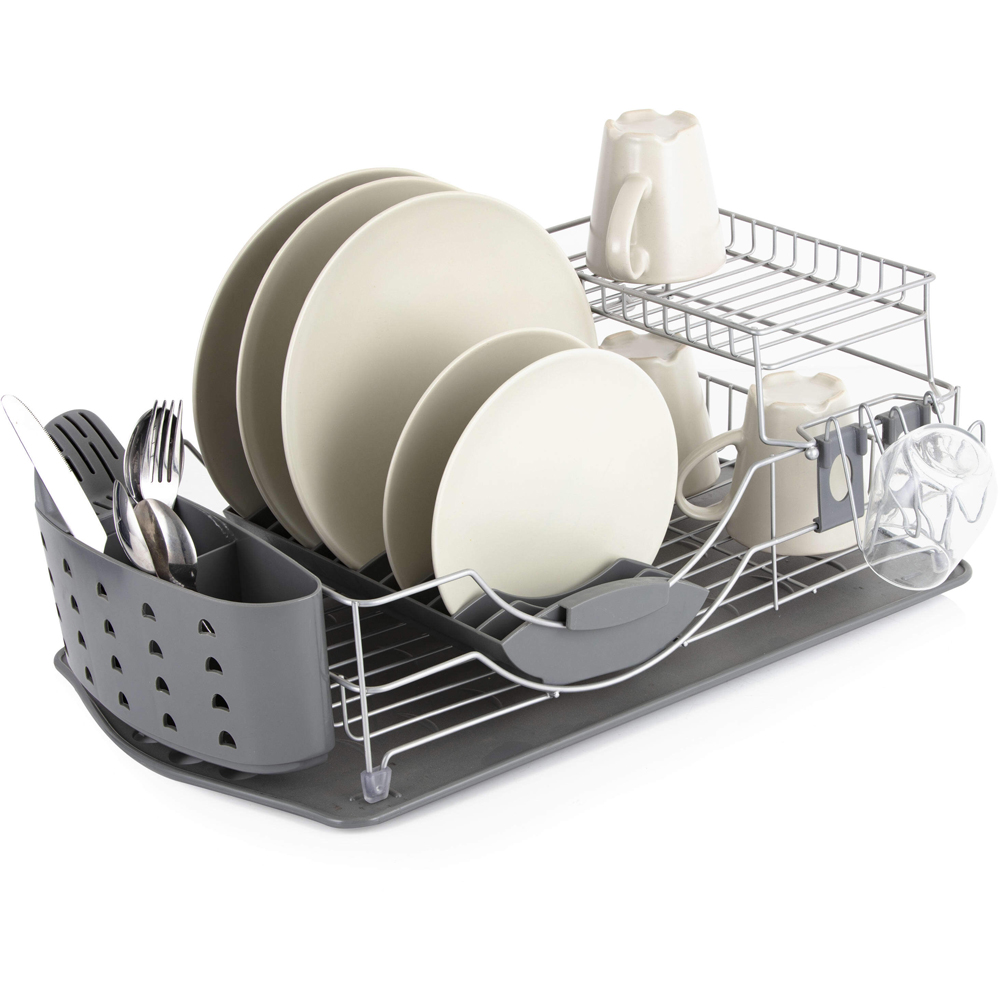 Tower 2 Tier Grey Compact Dish Rack Image 2