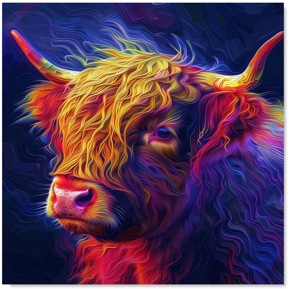 Warren Reed Designer Vibrant Highland Cow Glass Kitchen Splashback 75 x 70cm Image 2