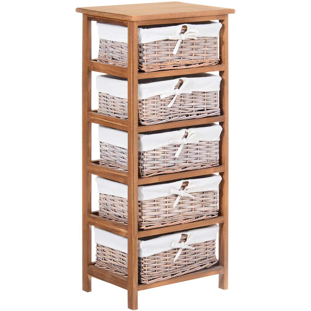 Portland 5 Drawer Wicker Basket Storage Cabinet Image 2