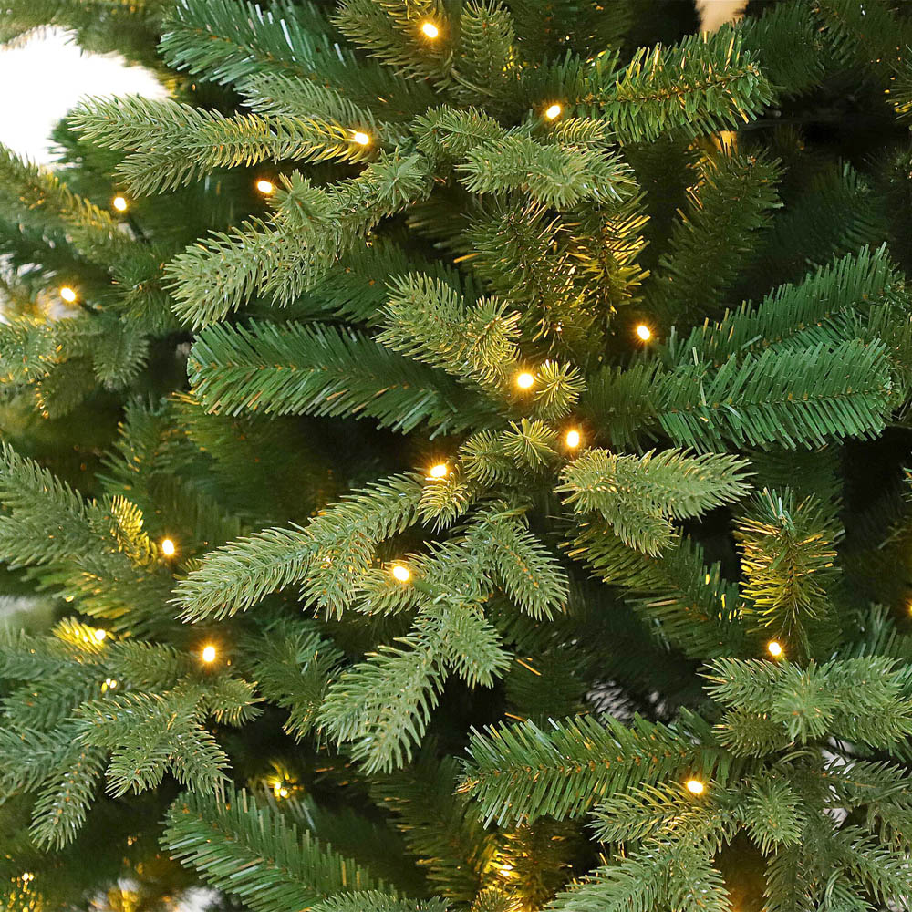 7ft Pre-Lit Cliveden Artificial Fir Christmas Tree Green Image 7