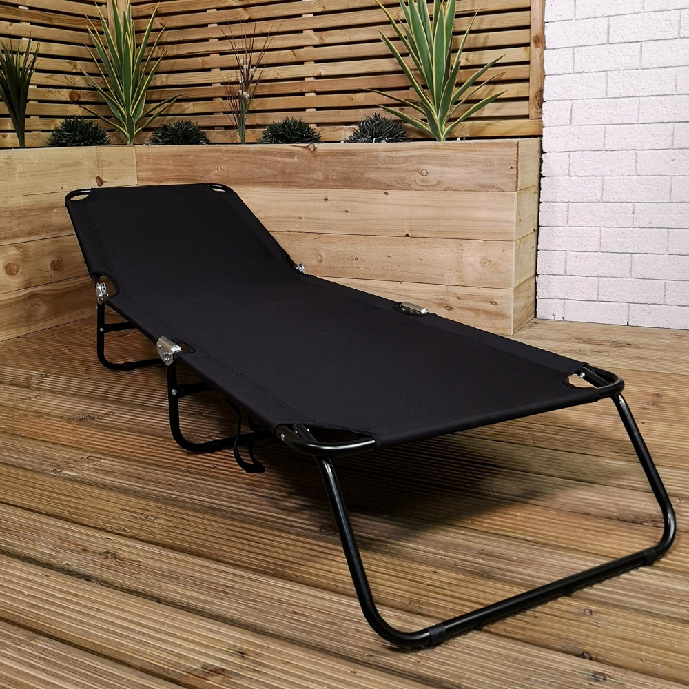 Samuel Alexander Black Garden Patio Reclining Sun Lounger Image 4