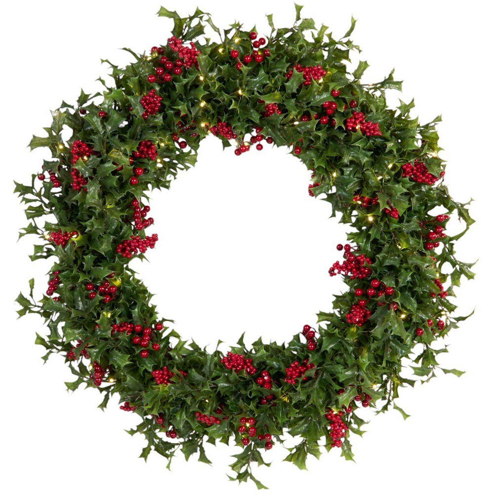 Large Red Berry and Holly Wreath Image 3