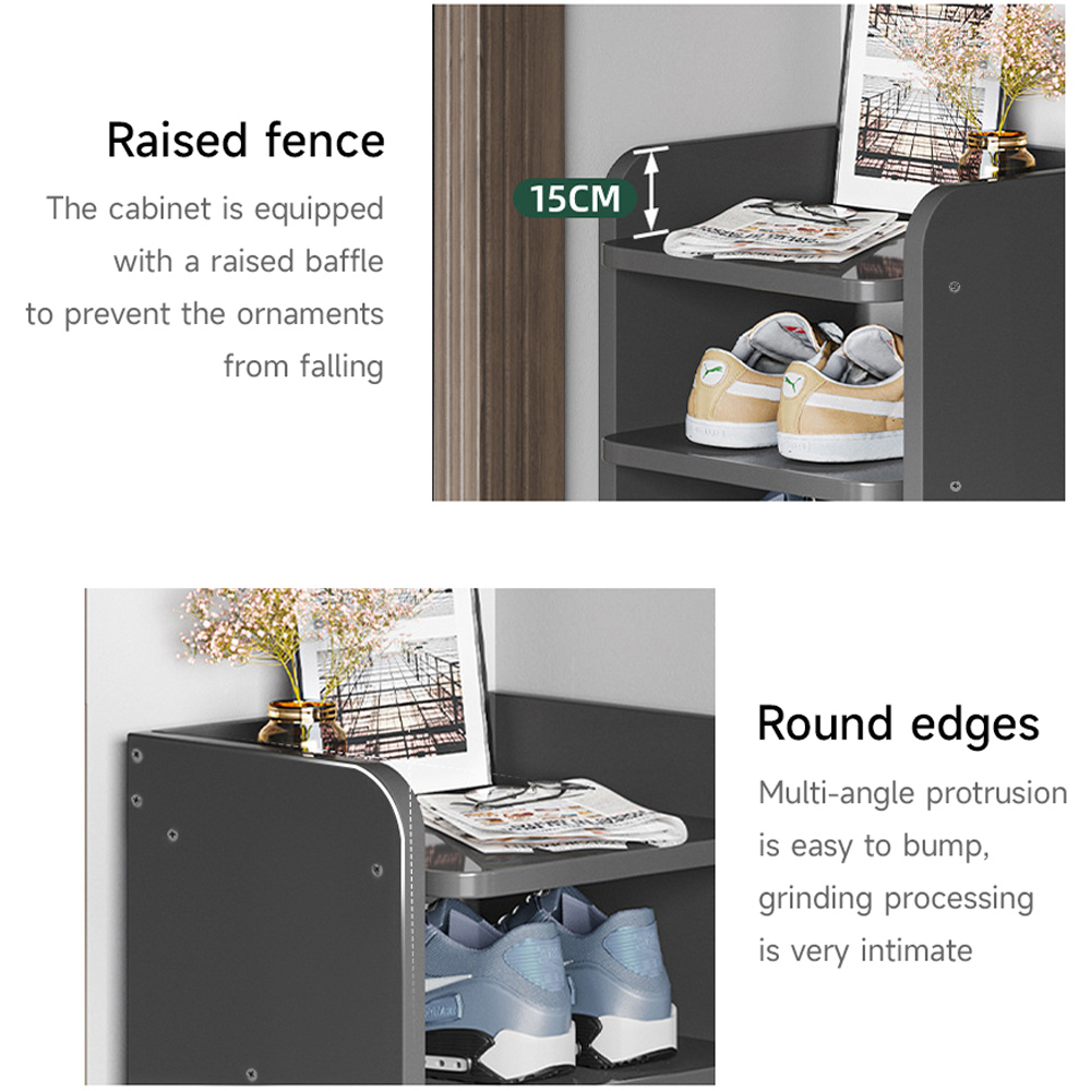 Living and Home 5 Shelf Black Shoe Rack with Raised Guardrail Image 7