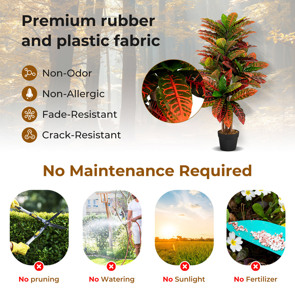 Costway Croton Palm Artificial Plant In Pot 3ft Image 5