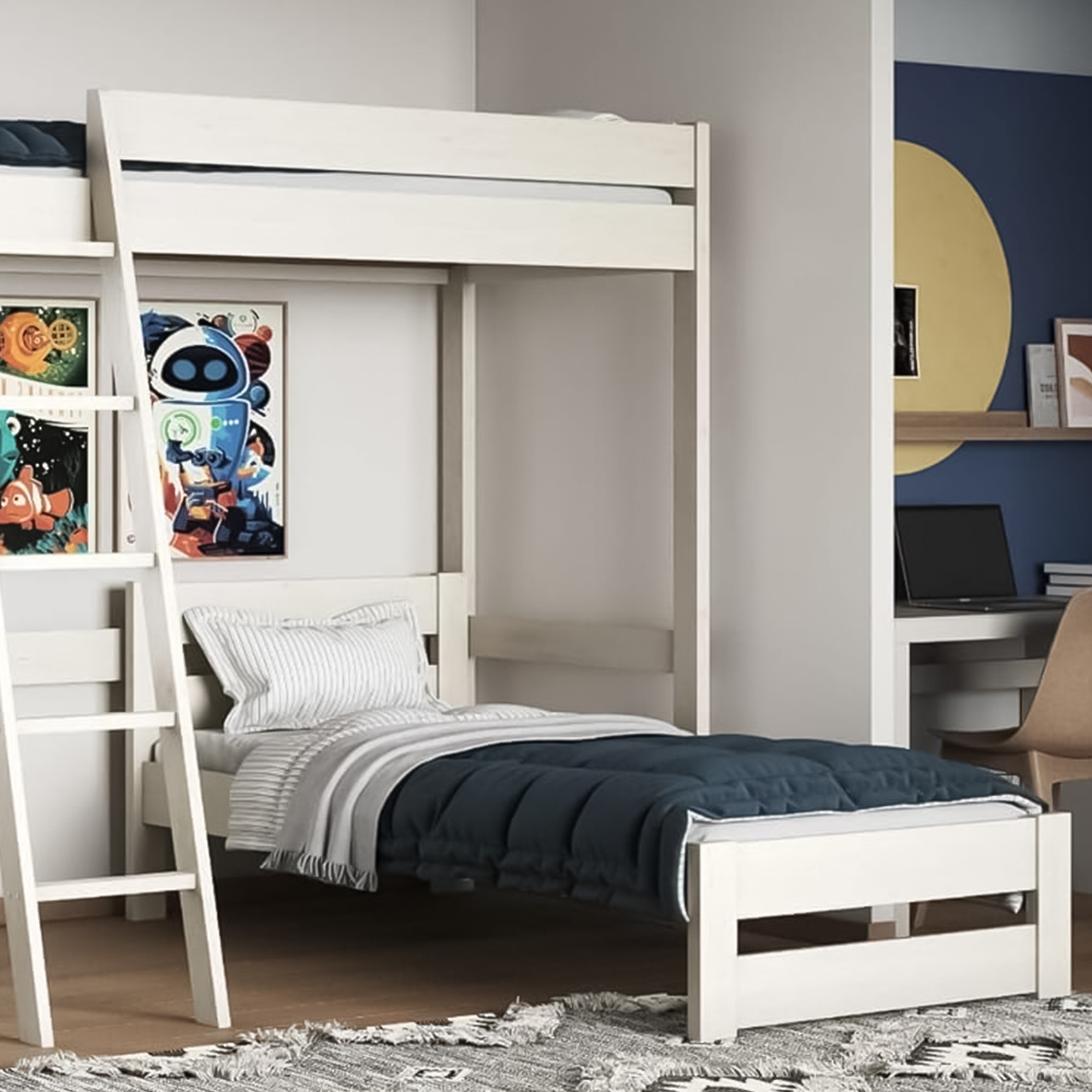 Noomi Tera Single White L Shaped High Sleeper with Bed Image 2