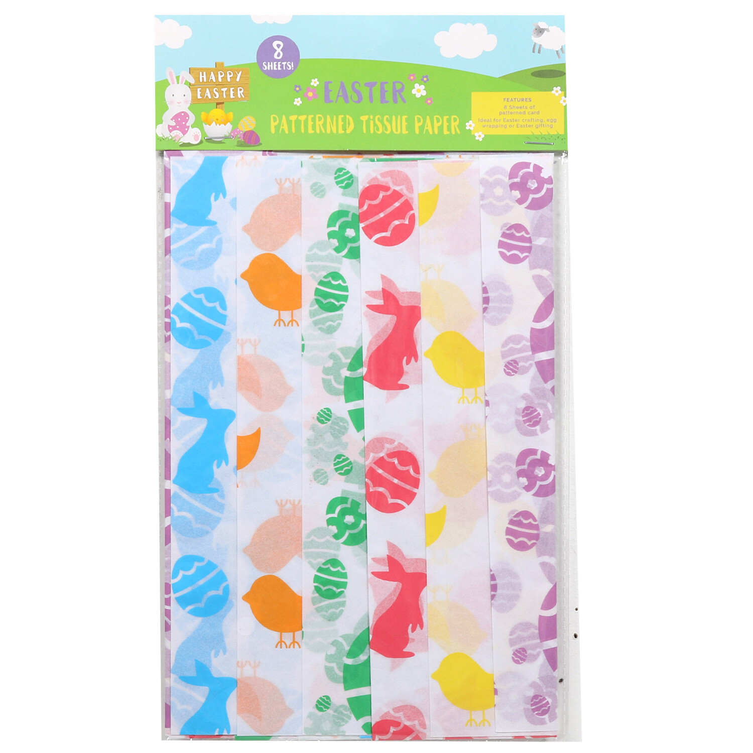 Single Easter Patterned Tissue Paper 8 Pack in Assorted styles Image 1