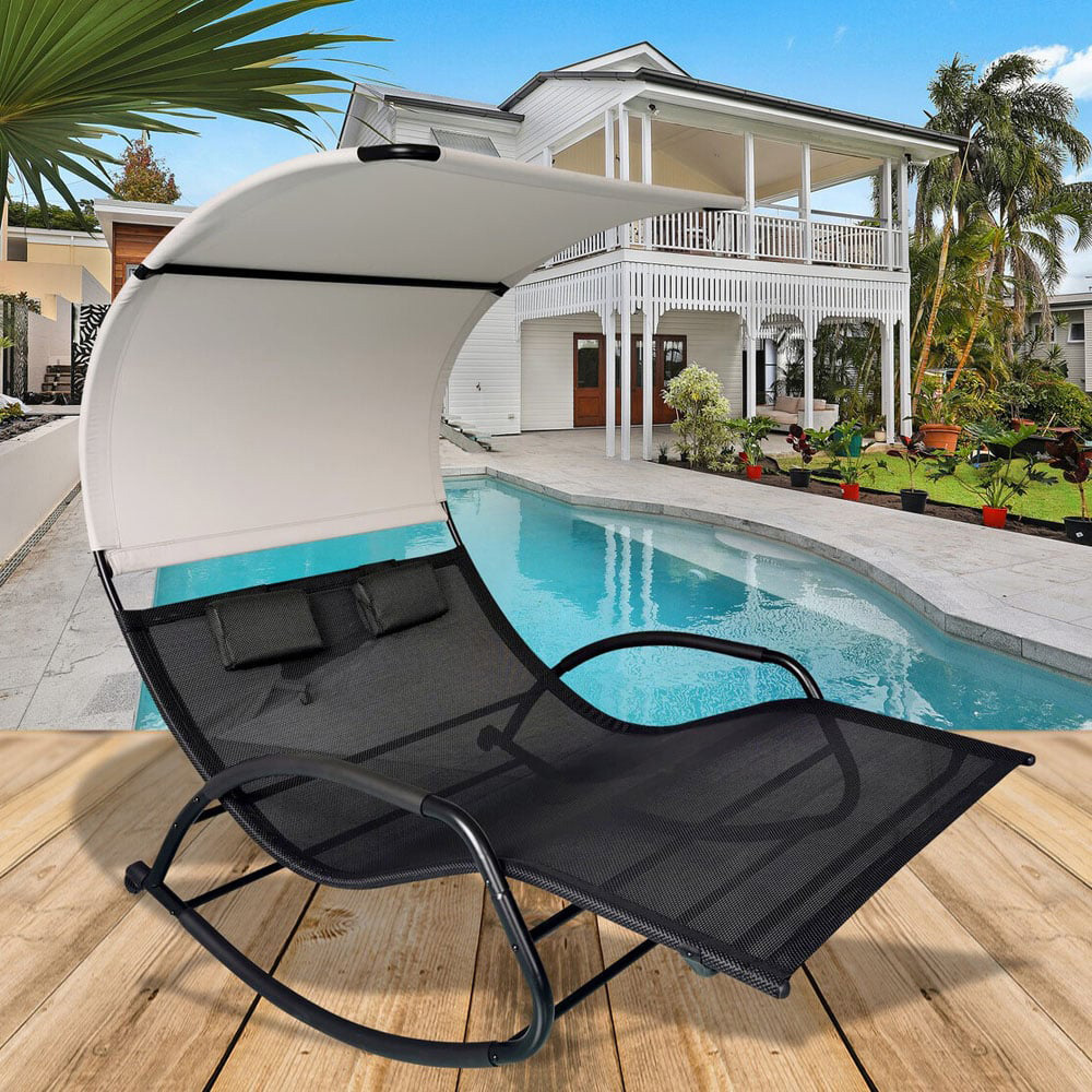 Outdoor Essentials Carmen Black Double Chaise Rocker Chair Image 6