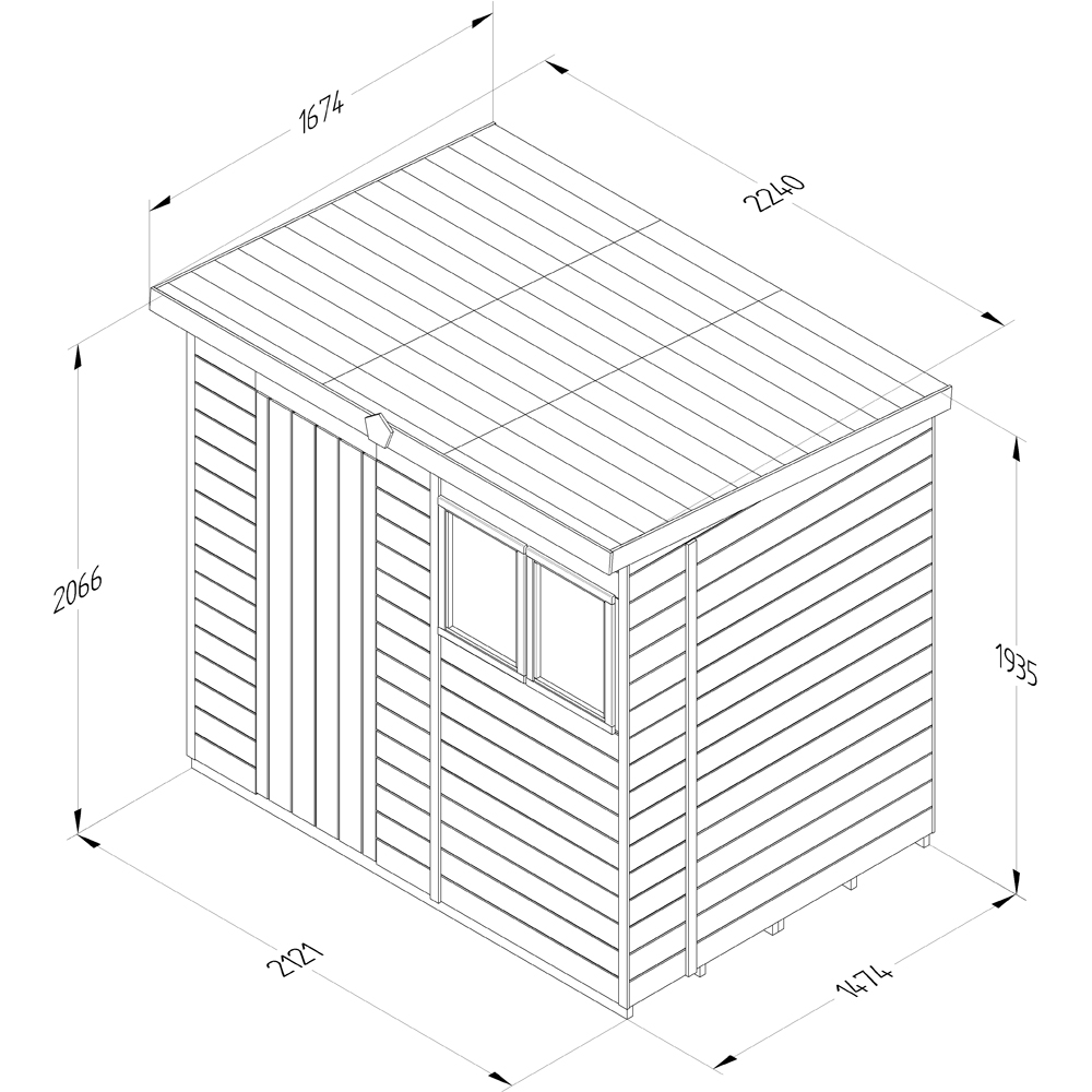 Forest Garden Timberdale 7 x 5ft Single Opening Pent Shed Image 9
