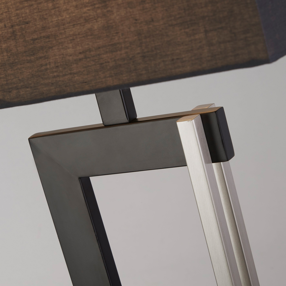 Lighting Collection Dunbar Black Fabric Shade Satin Nickel Geometric Table Lamp Image 4