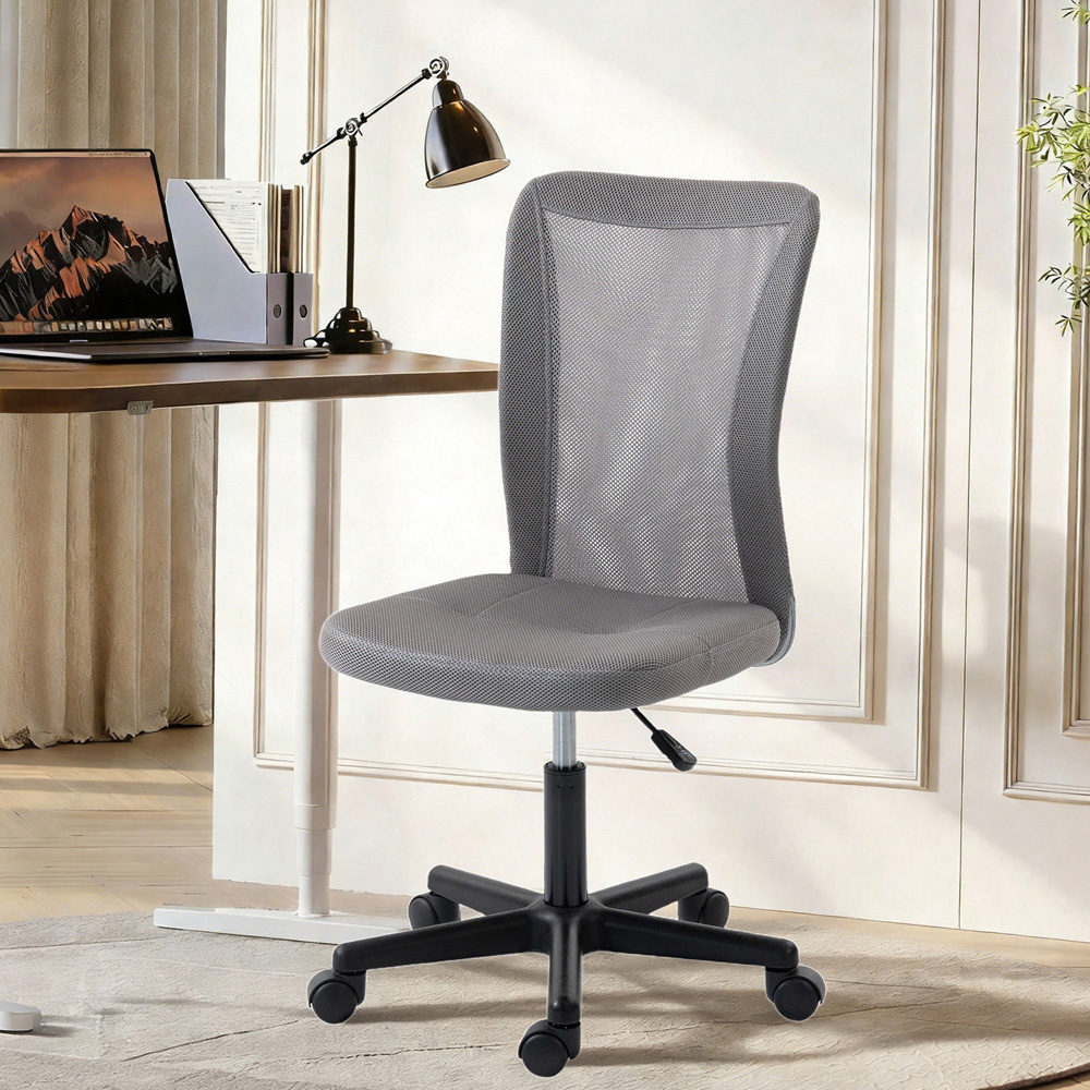 Vinsetto Grey Adjustable Armless Swivel Office Chair Image 3