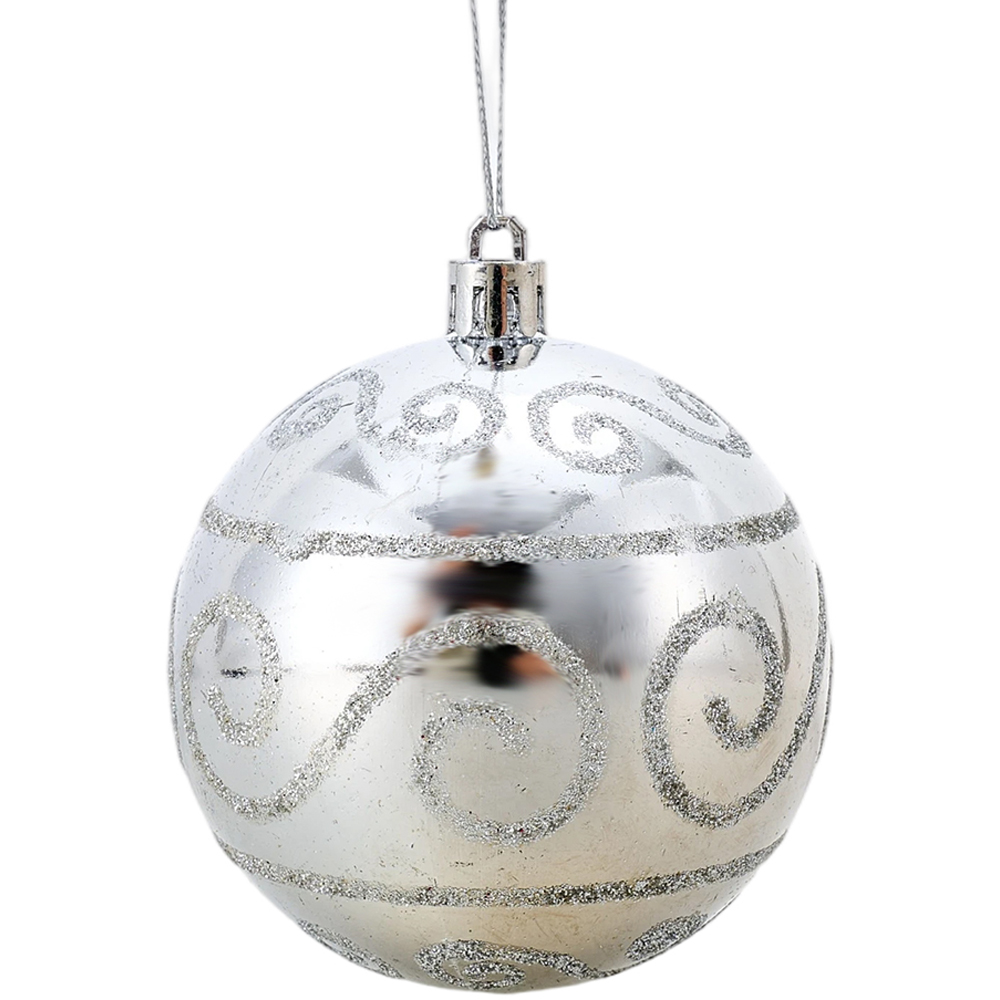 Living and Home 16 Piece Silver Christmas Bauble Set with Storage Box Image 6