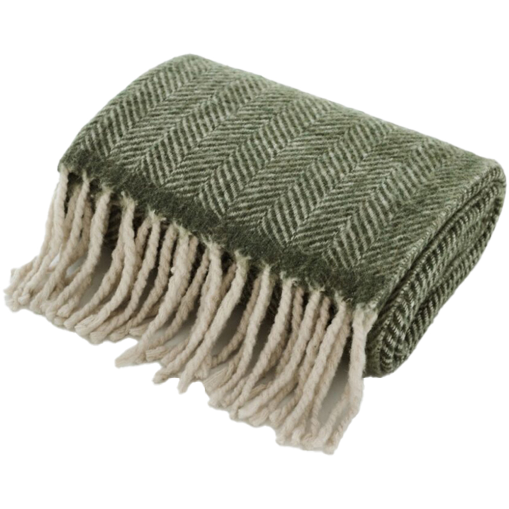 Deyongs Moorland Green Wool Throw 130 x 170cm Image 1