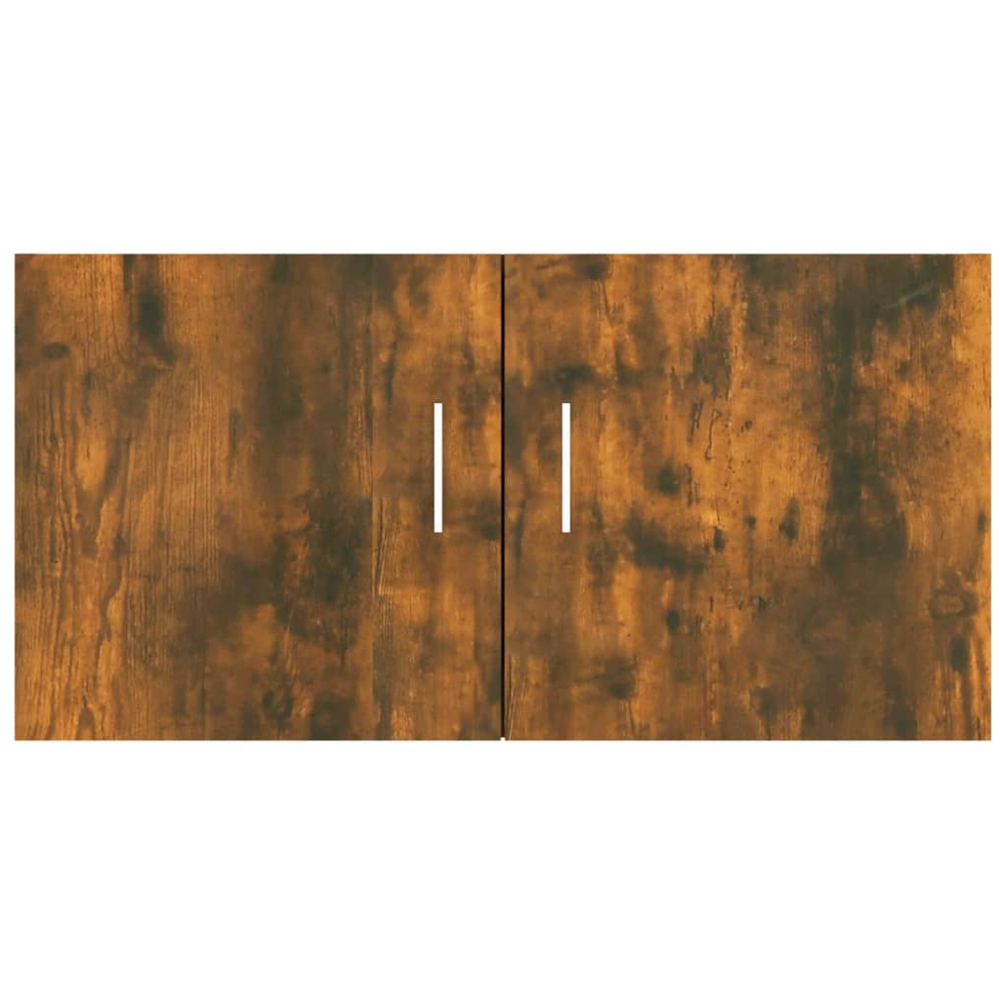 vidaXL 2 Door Smoked Oak Wall Mounted Cabinet with Silver Handle Image 4