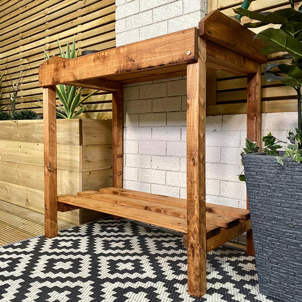 Samuel Alexander Single Shelf Outdoor Wooden Potting Table 90cm Image 5