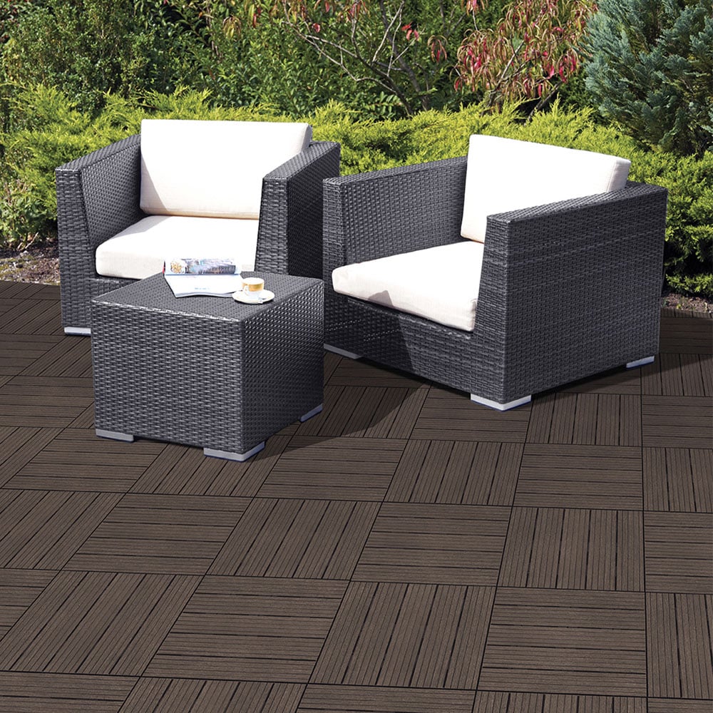 Nicoman Brown Cosmopolitan Garden Decking Tile 30cm 10 Pack Image 6