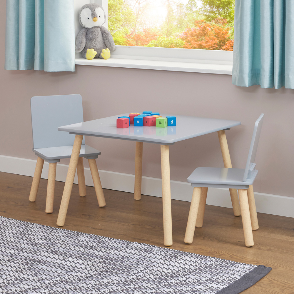 Liberty House Toys Kids Grey and Pinewood Table and Chair Set Image 7