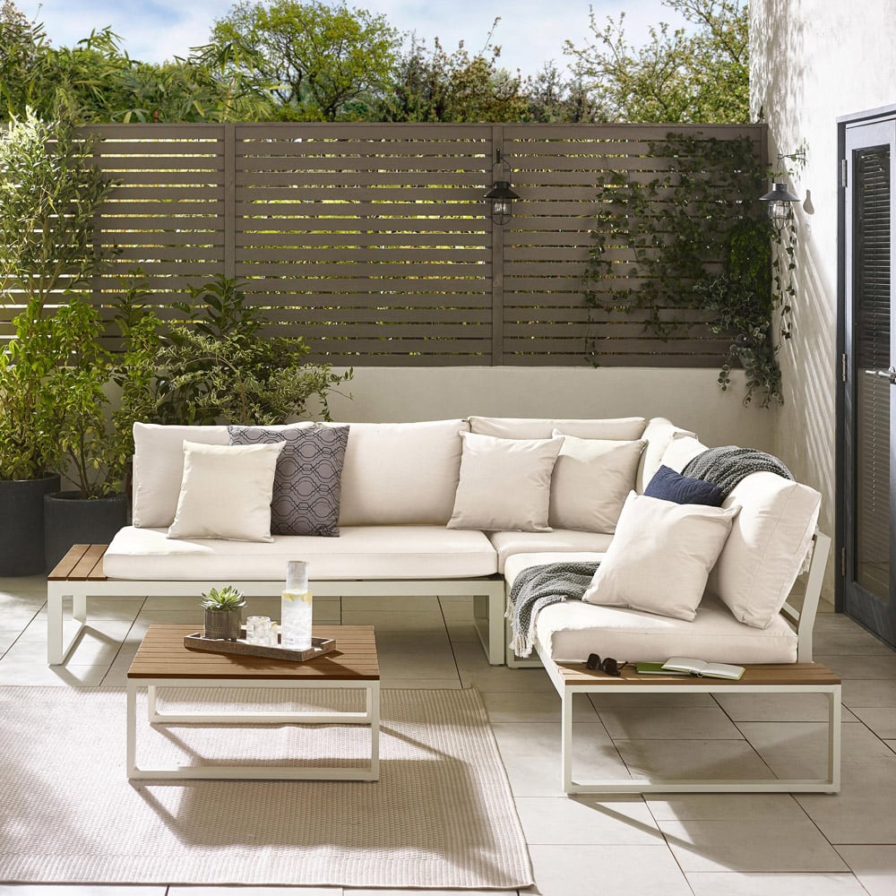 Furniturebox Bermuda 6 Seater White and Cream Garden Corner Sofa Set Image 5