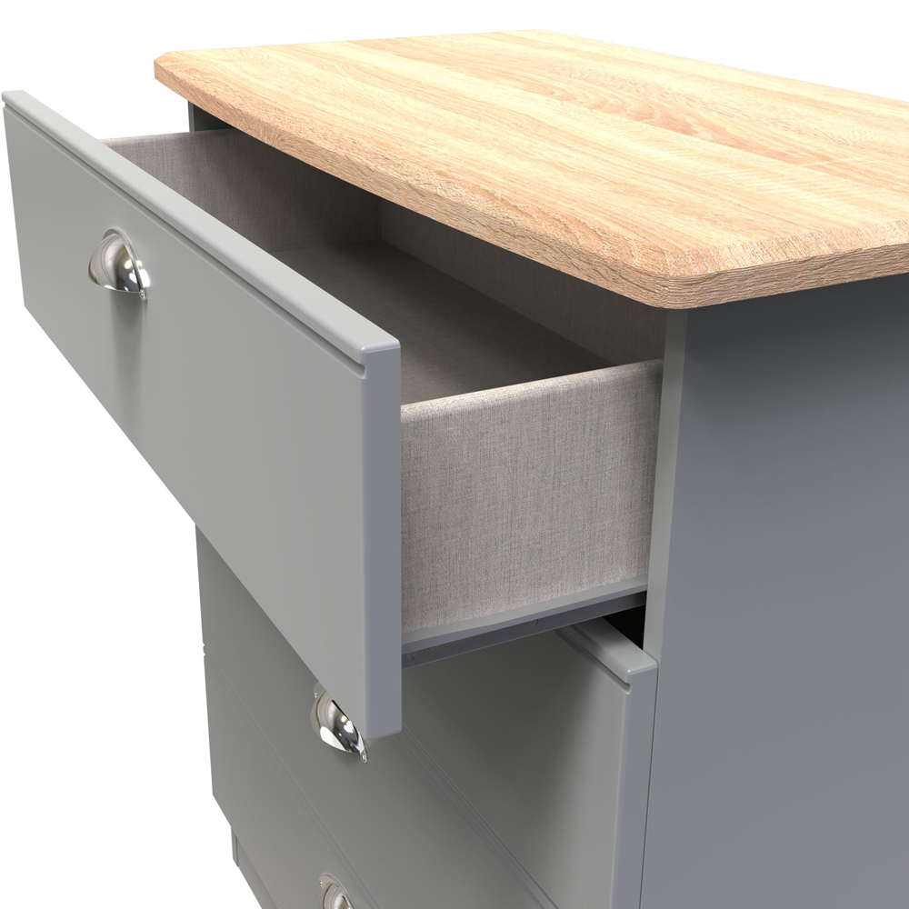 Crowndale Victoria 4 Drawer Dusk Grey and Oak Chest of Drawer Image 5