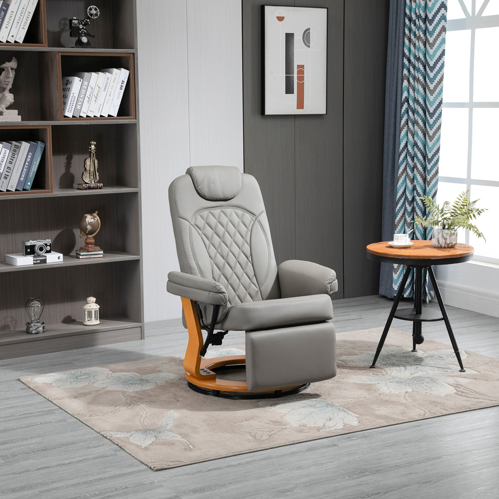 Portland Grey PU Leather Swivel Recliner Chair Image 4