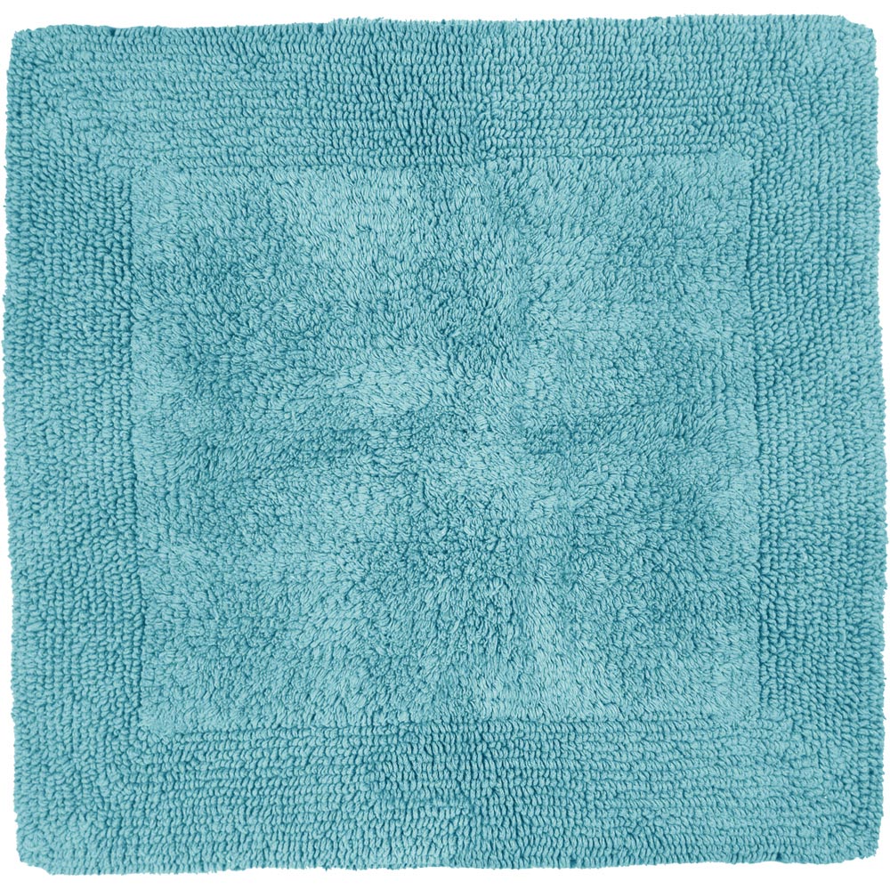 Allure Bath Fashions Elegance Turquoise Reversible Square Bath Mat 55 x 55cm Image 1