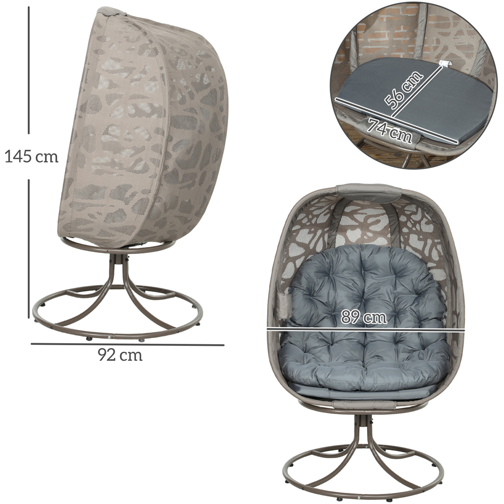 Outsunny Grey Foldable Swivel Egg Chair with Cushions Image 8