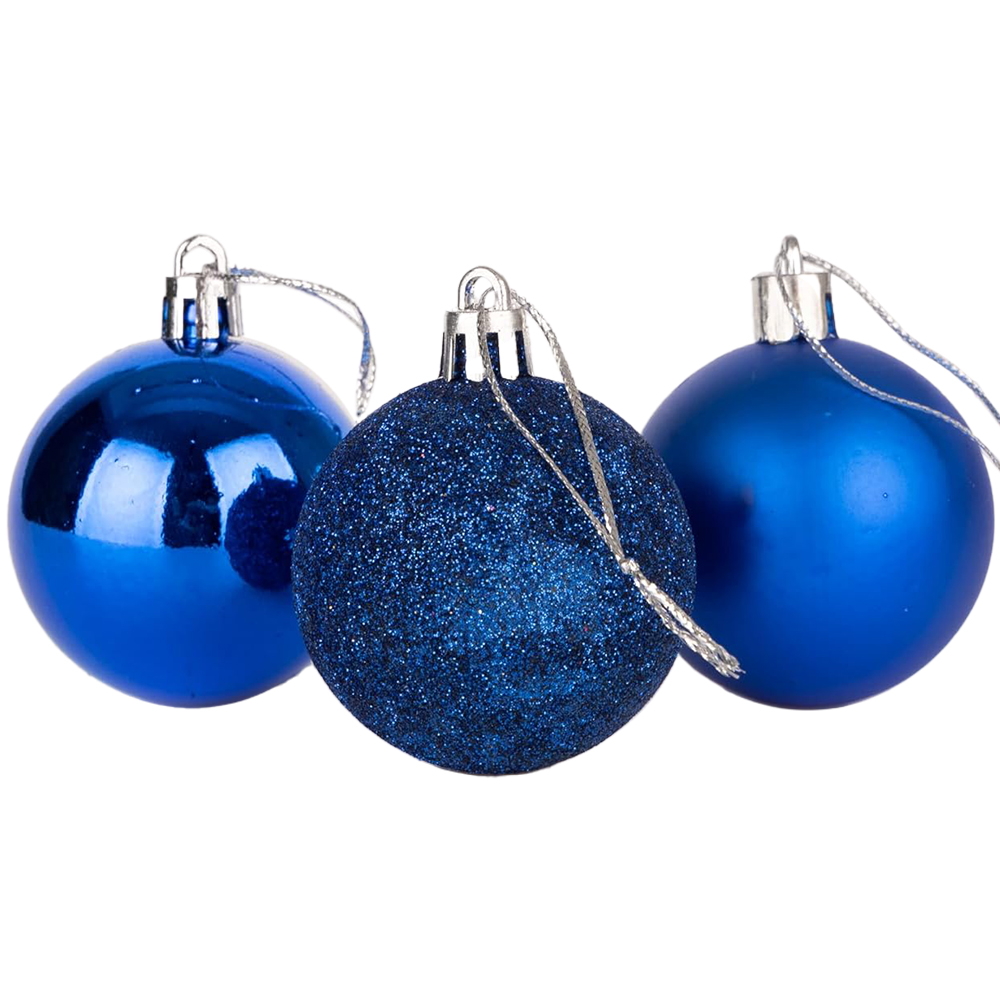 Shatchi 6cm Blue Shatterproof Christmas Baubles 18 Pack Image 2