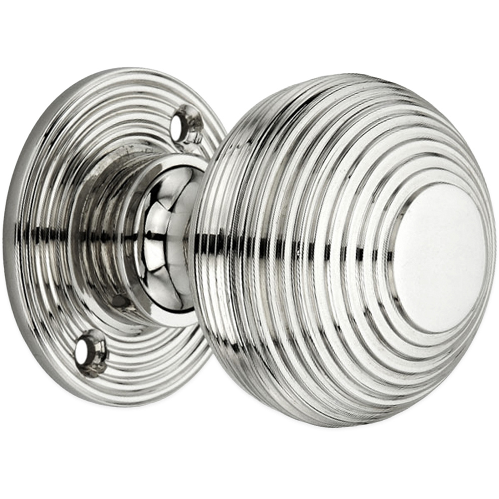 Spira Brass Polished Nickel Beehive Small 50mm Rim and Mortice Door Knob 2 Pack Image 3