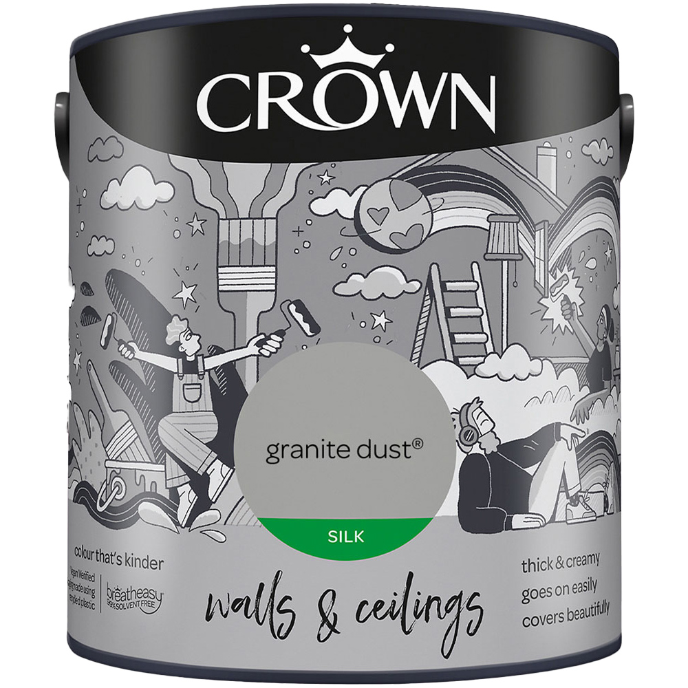 Crown Walls & Ceilings Granite Dust Silk Emulsion Paint 5L Image 2