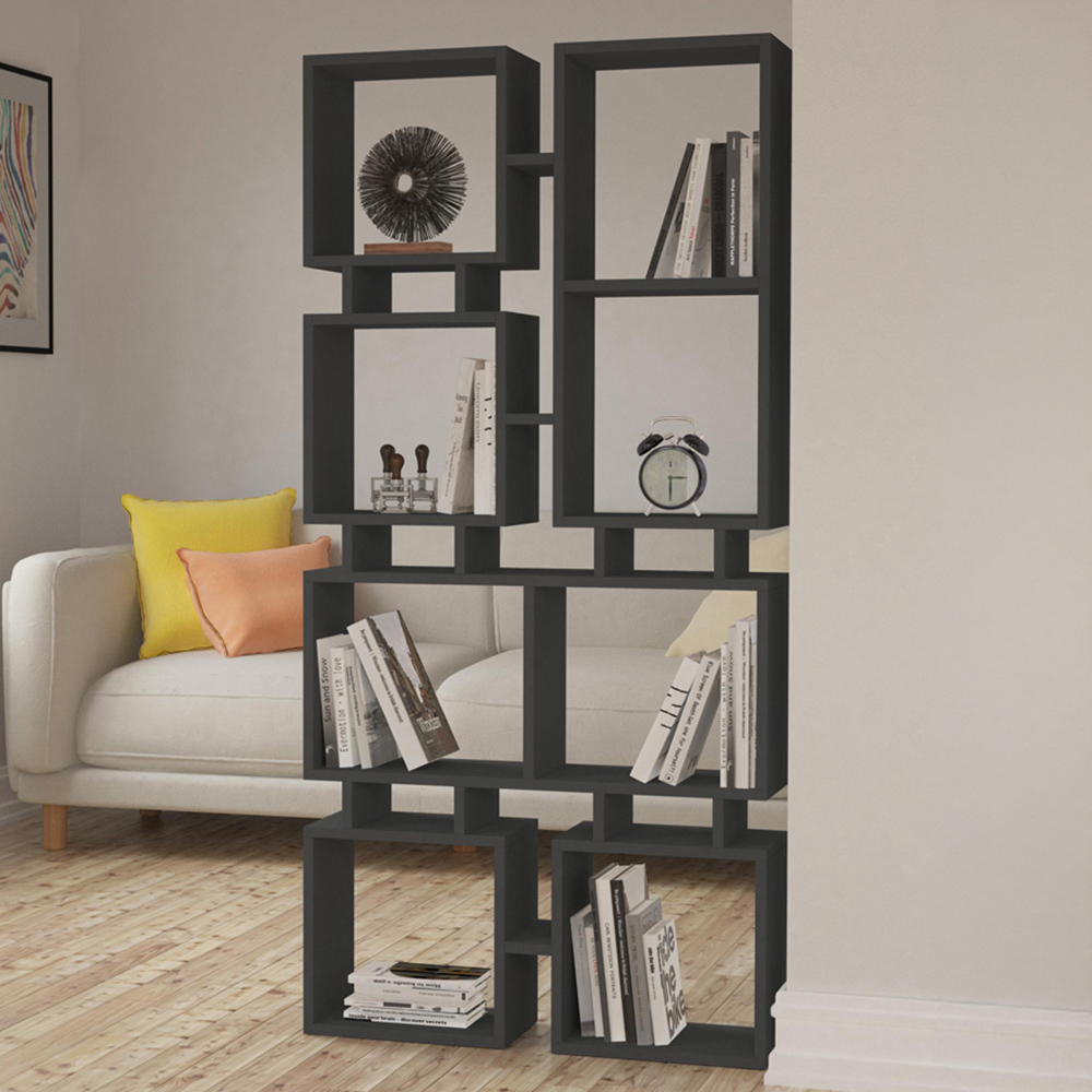 Decortie Rail 8 Shelf Anthracite Open-Back Bookcase Image 1