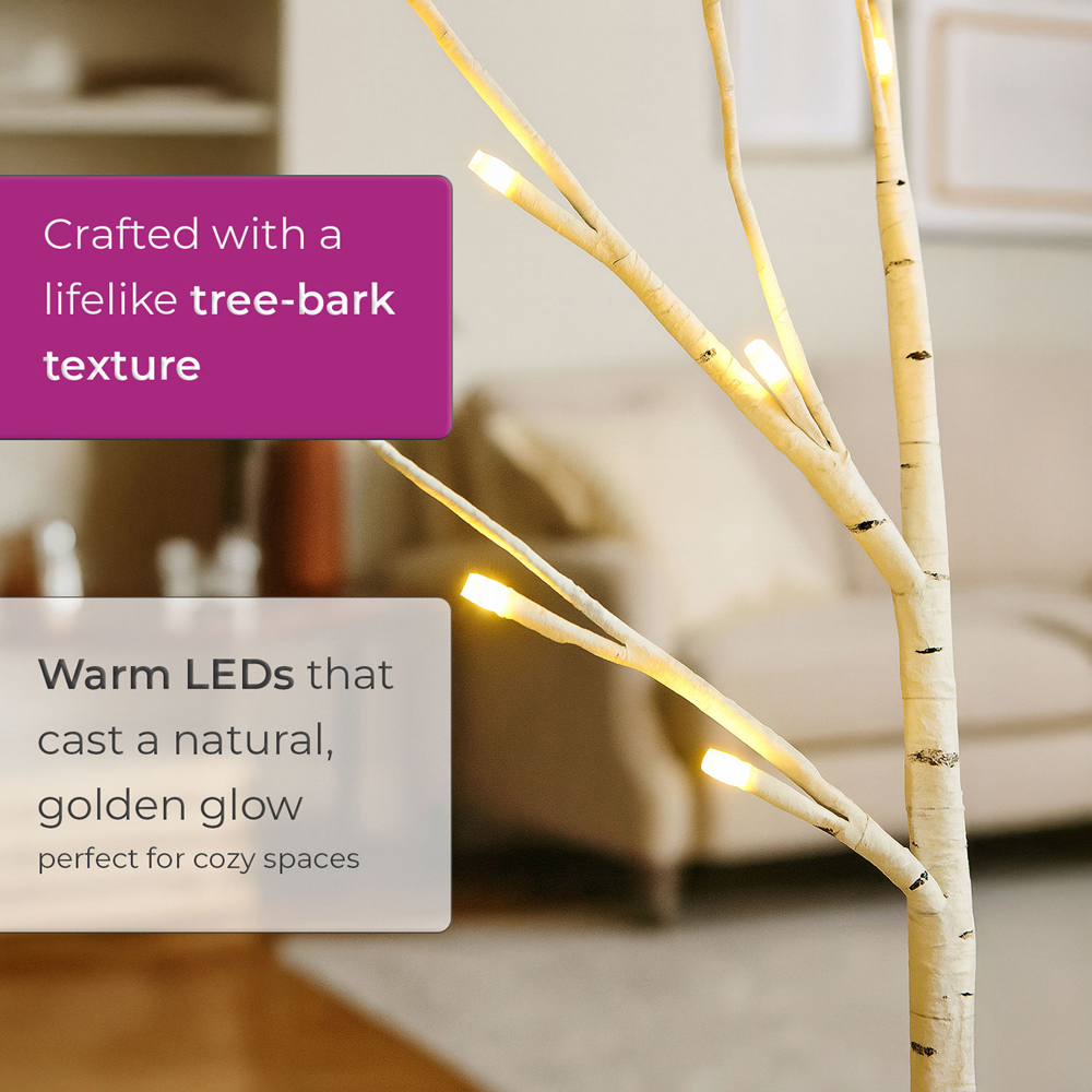 Neo 2 Piece Warm White LED Light Up Twig Tree Decorations Set 60cm Image 4