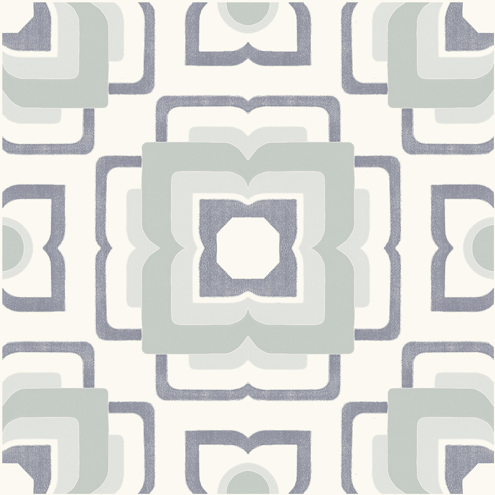 Floorpops Teal and Grey Posey Peel and Stick Floor Tile 30.48 x 30.48cm 10 Pack Image 2