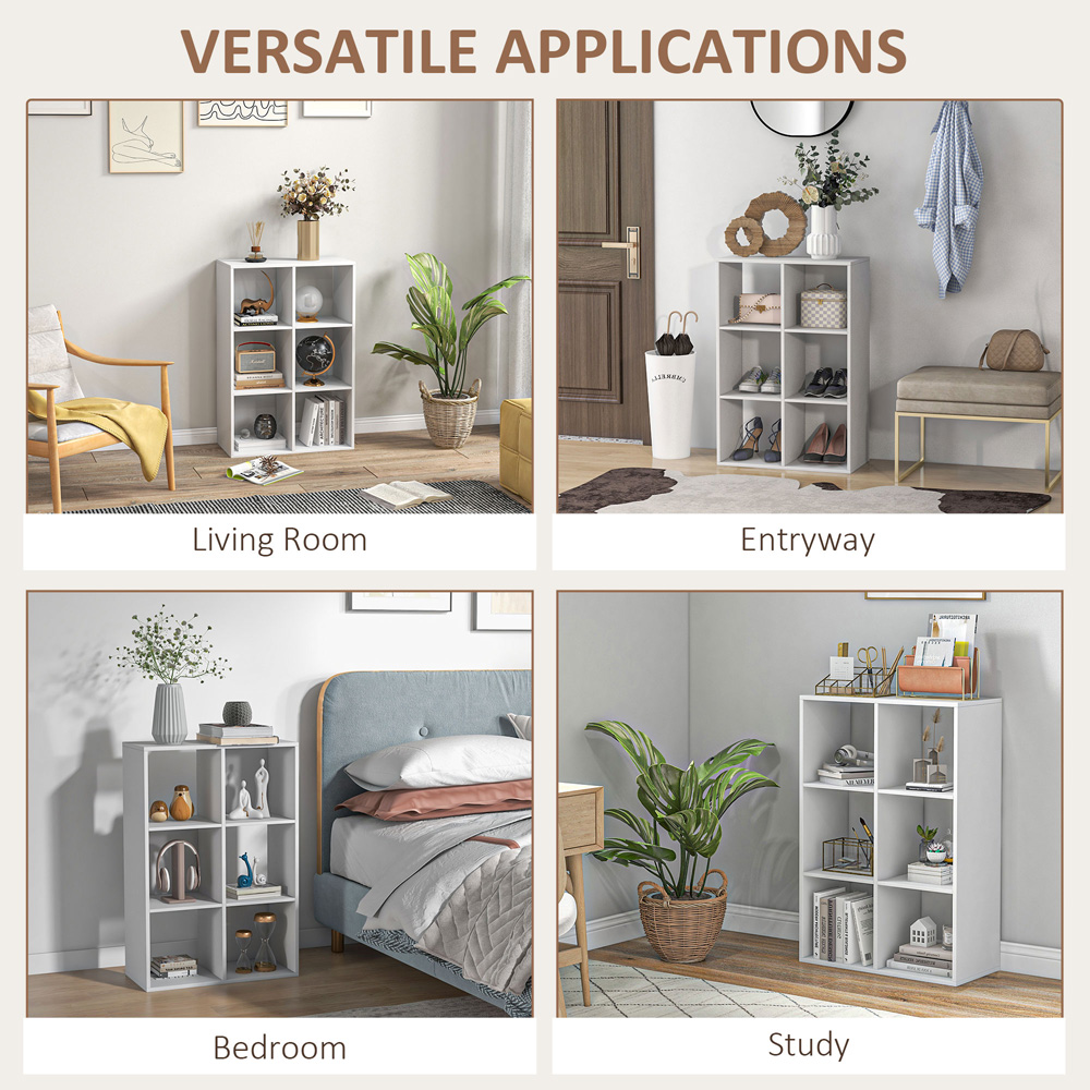 HOMCOM 6 Cube White Bookshelf Image 6