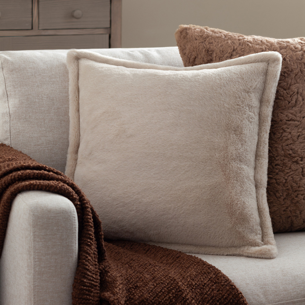 Furn Kallu Natural Faux Fur Cushion 45 x 45cm Image 2