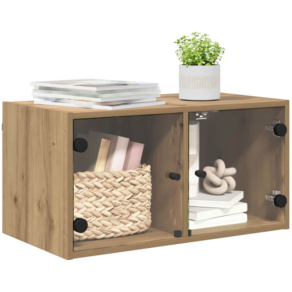 vidaXL 2 Glass Door Artisan Oak Wall Cabinet Image 3