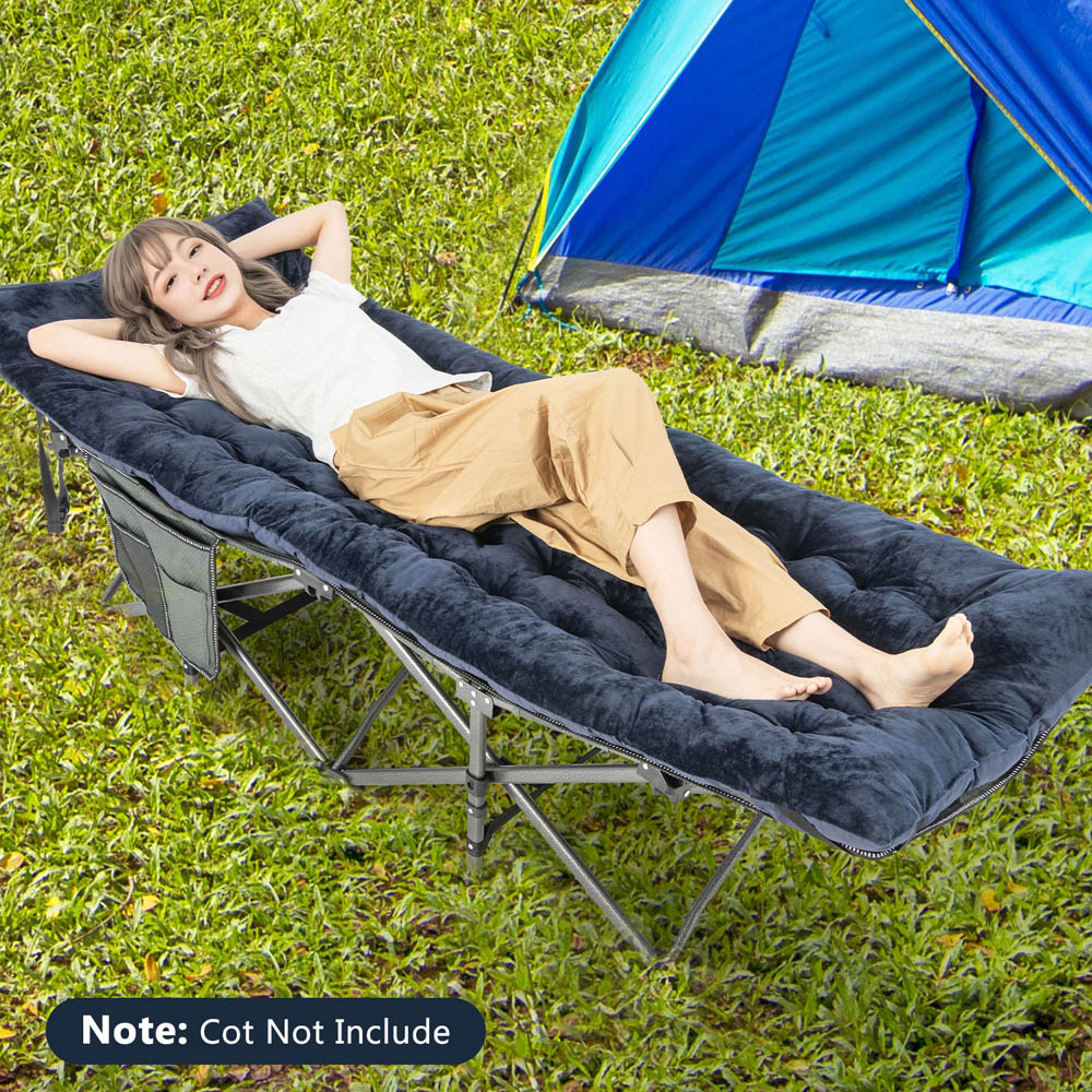 Costway Blue Crystal Velvet Outdoor Camping Mattress Image 2